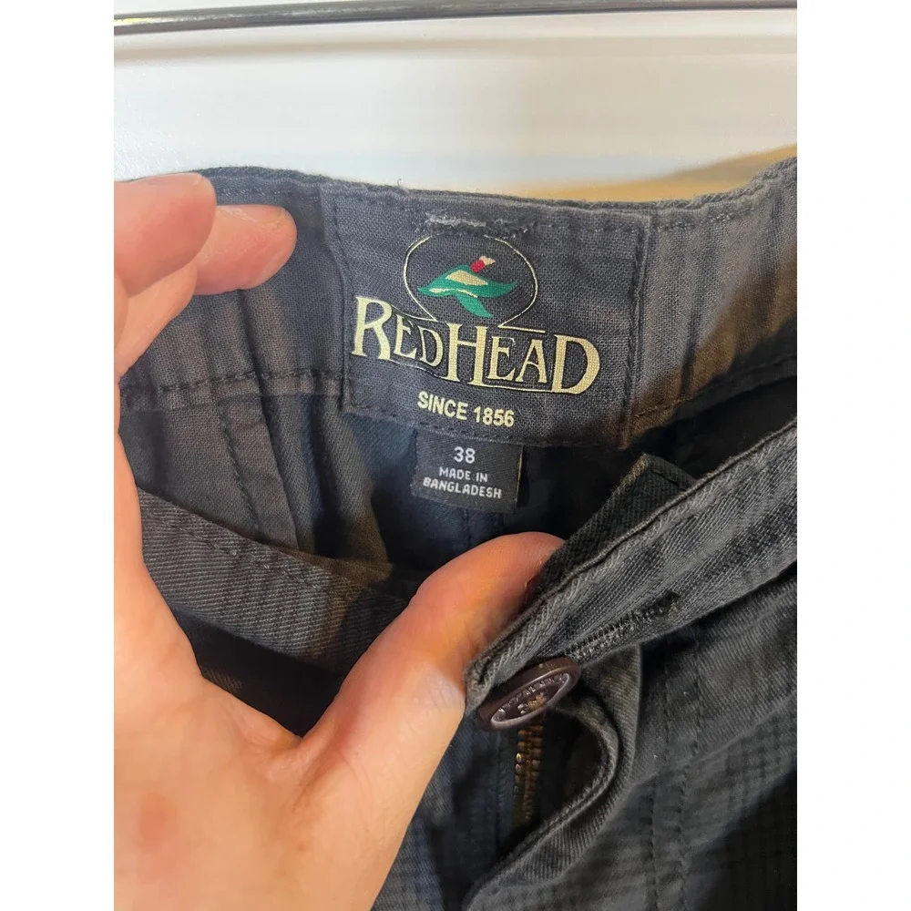 RedHead Mens Cargo Shorts Plaid Dark Grey 38